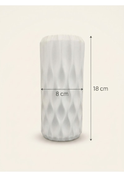 Kaveld Nysa Dekoratif Vazo El Yapımı Modern Minimalist Silindirik Vazo Mermer Tozu Ve Çimento Kompozit Ev Dekoru Beyaz