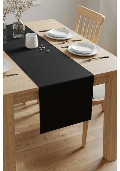Yunusoğlu Home Siyah Şık Masa Runnerı 50x150 Cm Modern Ve Zarif Masa Örtüsü Runner Siyah