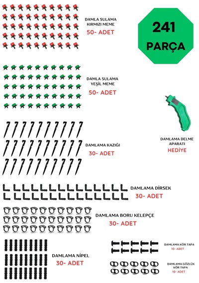 Damlama Sulama Mega Set - 241 Parça Delma Aparatı Hediye 16 MM