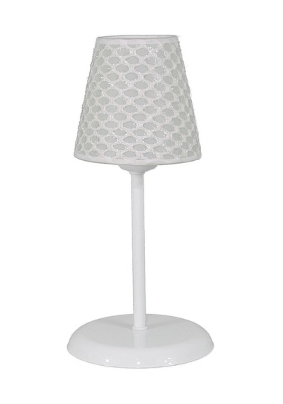 Şenay Aydınlatma Metal Ayaklı Konik PVC Abajur Masa Lambası 14 cm Beyaz File