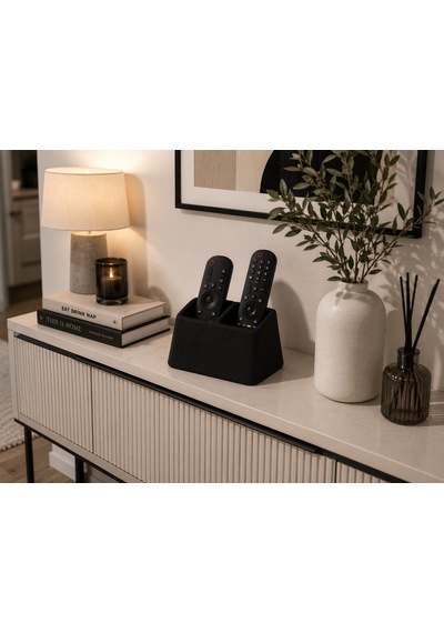 2 Bölmeli Tv Kumanda Düzenleyici Siyah Kumandalık Organizer Tv Sehpası Ve Orta Sehpa Kumanda Standı 16 X 8 X 9 Cm Koyu Siyah