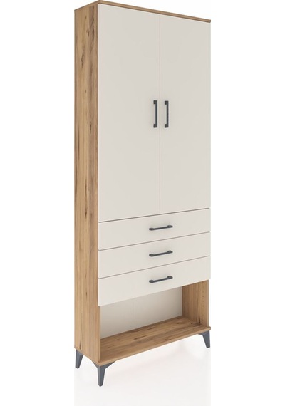 Arges Dolap 2 Raflı 3 Çekmeceli Tek Askılı 88x30x221 Çam-aytaşı Çam