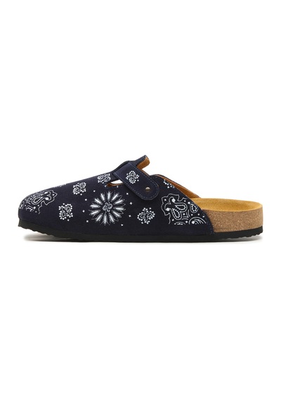 Comfortfusse Folk Capri - Erkek Ortopedik Deri Sabo Terlik Lacivert Süet Deri