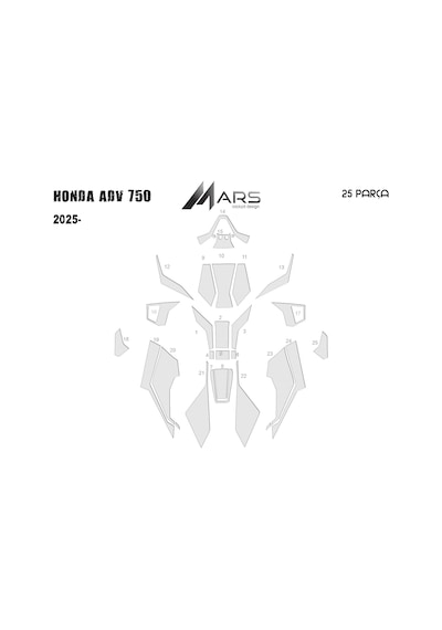 Honda Adv 750 2025- Tank Pad Ve Grenaj Kaplama Siyah 19809906