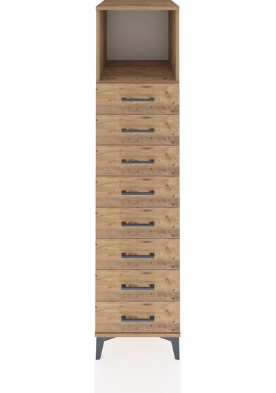 Kronos Dolap Tek Raflı 8 Çekmeceli 44x59x182 Çam-çam Çam