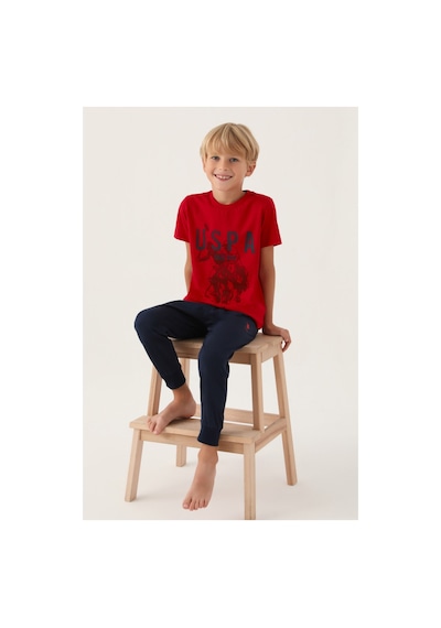 U.S. Polo Assn. U.s. Polo Assn. Lisanslı Hat Hardal Erkek Çocuk Pijama Takımı Kırmızı