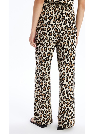 Lcw Limited Kahverengi Standart Fit Leopar Desenli Kadın Pantolon