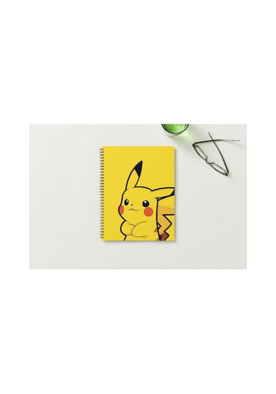Pikachu A5 Metal Spiralli Çizgisiz Karton Kapak Pikachu Defter Çok Renkli