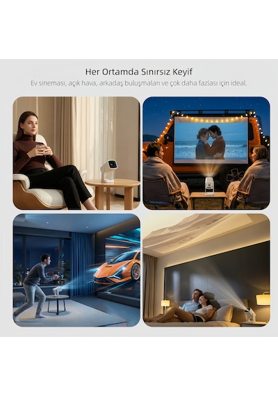 Wanbo Cube1 Projeksiyon Cihazı-Dahili Android TV 11.0 Widevine L1 sertifikalı & 8W Hoparlör - Beyaz
