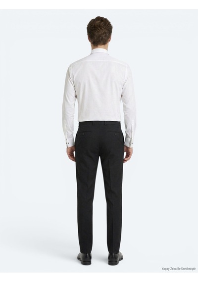 Kip Beyaz Düz Slim Fit Duble Manşet Smokin Gömlek Beyaz -