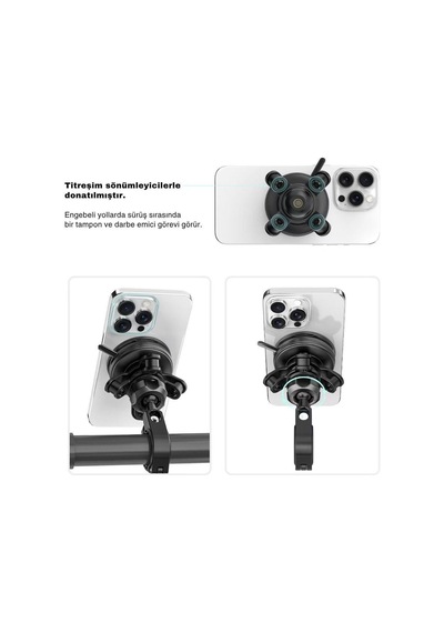 Nukrotech Fastfix Fx2-154 Titreşim Modüllü Telefon Tutucu Siyah