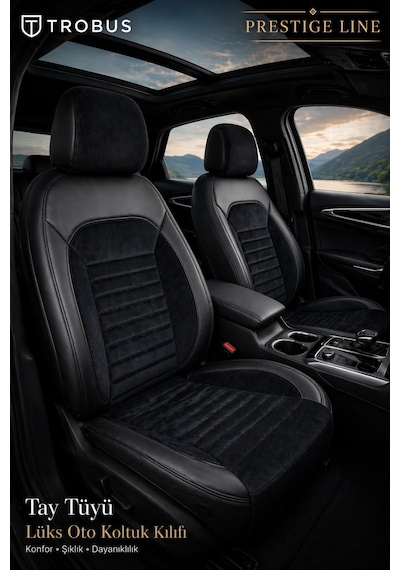 Citroen Nemo 2008-2014 Tay Tüyü Deri Detay Koltuk Kılıfı Prestige Line Siyah