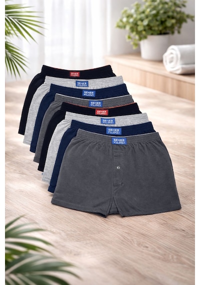 Seher Yıldızı Erkek Penye Boxer 8'li Set Çok Renkli