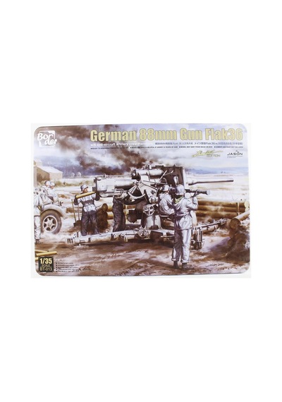 Border Bt-013, 1/35 Alman 88mm Gun Flak36 Ve 6 Adet Uçaksavar Mürettebatı Plastik Maketi