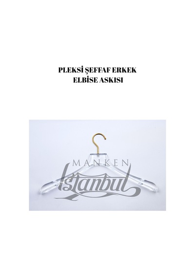 Takım Elbise Askısı 44 Cm Pleksi Şeffaf Gold Kancalı Erkek Ceket Palto Askısı 5 Adet Diğer