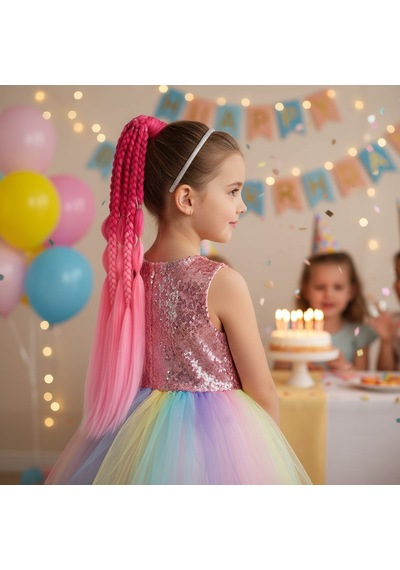 Balon Ve Düz Salaş Örgülü Lastikli At Kuyruğu - Acm10