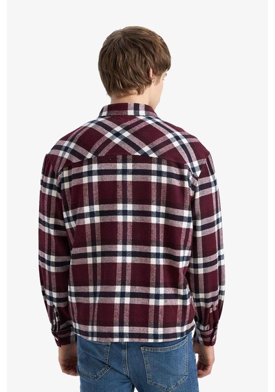 Defacto Boxy Fit Flanel Gömlek G7504ax26spbr230 Bordo-br230