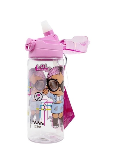500ml Lol Surprise Bebek Pipetli Askılı Kilitlenebilir Su Matarası Pembe2