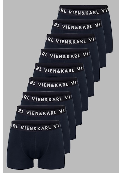 Vien&Karl Erkek Lacivert 9'lu Paket Düz Likralı Boxer Şort