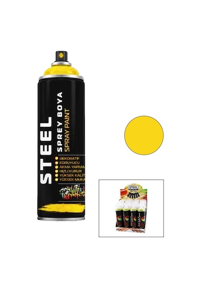 Steel Sarı Sprey Boya 200ml- 12'li Paket
