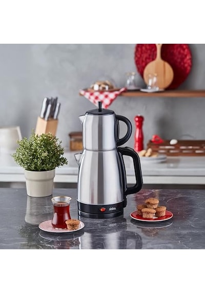 Sinbo Stm-5845 Çelik Elektrikli Çay Makinesi Inox Çaycı 2-in-1 Demlik Su Isıtıcı 1600w Otomatik Kapama