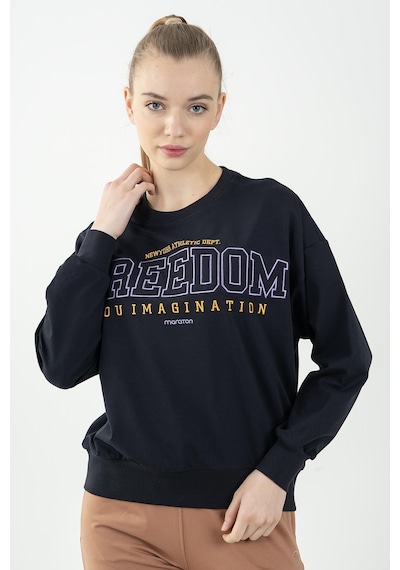 Maraton Sportswear Oversize Kadın Bisiklet Yaka Uzun Kol Basic Lacivert Sweatshirt 22169-lacivert