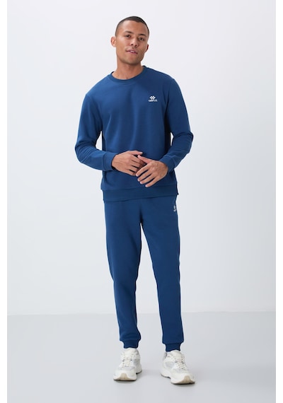 Tommy Life Parlament Pamuklu Kalın İçi Tüylü Yumuşak Dokulu Comfort Fit Nakışlı Erkek Eşofman Takım -85265 Mavi