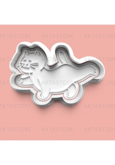 Yoga Yapan Kedi Kurabiye Kalıbı Ve Şeker Hamuru Kalıbı 4'lü Set 0201-set