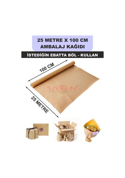 100 Cm X 25 Metre Bobin Kraft Rengi Ambalaj Kağıdı, Ev Eşyası, Çeyiz, Hediye, Ürün Paketleme 25 Adet
