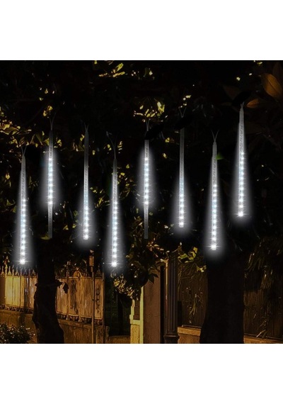 Meteor Kayan Yağmur Işığı Led Dış Mekan 8 Tüp Beyaz 50 Cm