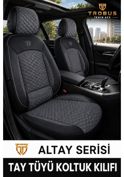Opel Insignia 2008 Ve Sonrası Uyumlu Altay Bel Destekli Tay Tüyü Oto Koltuk Kılıfı Füme