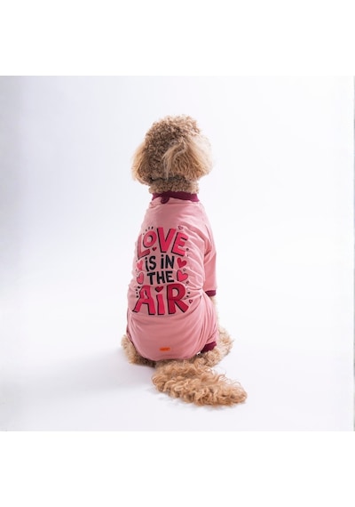 Pembe Love Air Pijama Orta Ve Büyük Irk Köpek Pijaması - Köpek Tulumu - Köpek Kıyafeti 15 Kg-45 Kg