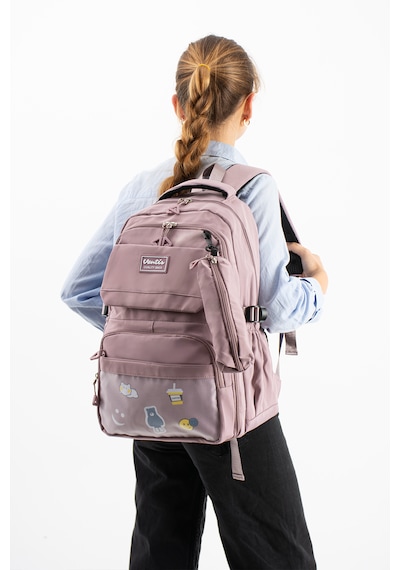 Ventis Qualty Okul Çantası Su Geçirmez Klinkır Kumaş Unisex Sırt Çantası Model 7d Pudra Pembe
