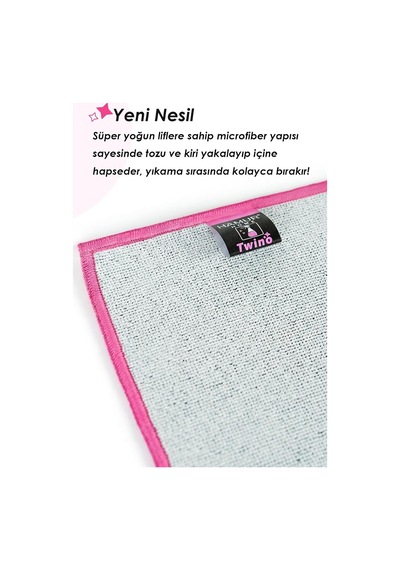 Twino 3'lü Mikrofiber Temizlik Bezi 40x40 Çok Amaçlı Mobilya Halı Koltuk Ovma Silme Toz Alma Bezi Genel