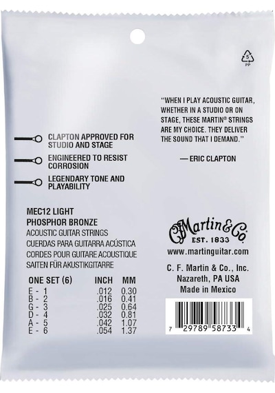 Martin Eric Clapton's Choice Akustik Gitar Teli 12-54