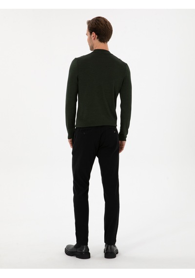Cacharel Siyah Slim Fit Pamuk Karışımlı Kanvas Pantolon