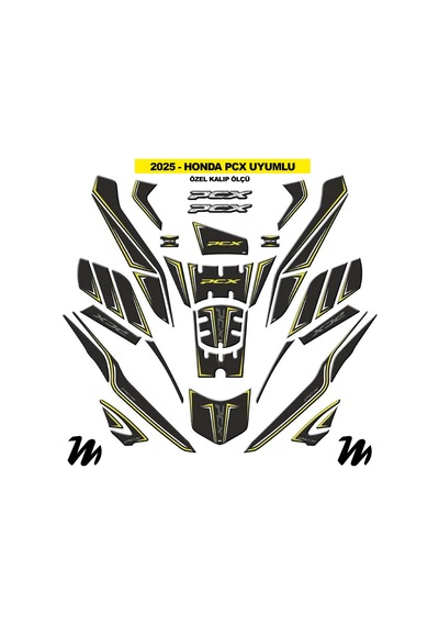 Honda Pcx 2025 Uyumlu Tank Pad Sarı Siyah Gri Beyaz Desenli Renk