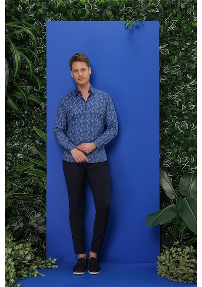Efor G 1540 Slim Fit Lacivert Klasik Gömlek Lacivert