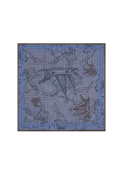 Aker Bosphorus Çift Taraflı İpek Twill Eşarp 8812712 Mavi/gri 911 Mavi/gri 911