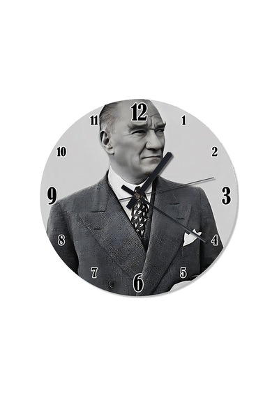 Mustafa Kemal Atatürk Baskılı Duvar Saati Çok Renkli
