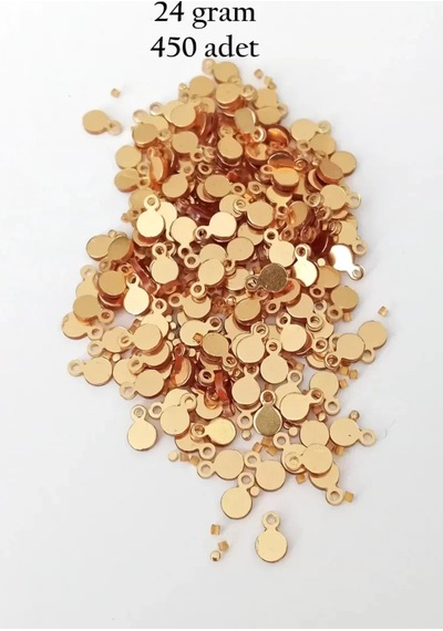 Oya Abiye Bileklik Kolye Pleksi Metalik Plastik Pul Altın Renk 24 Gram 450 Adet - Bnc557