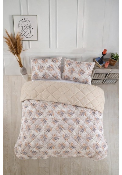 Ayrex Kapitoneli Tek Kişilik Desenli Pike - Yatak Örtüsü Takımı 160x230 Cm - 1 Adet Yastık Kılıflı Turuncu Diğer
