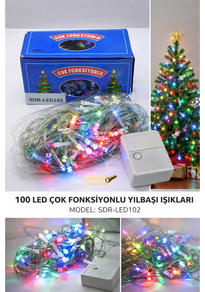 10 Metre 100 Led Çok Fonksiyonlu Yılbaşı Ağacı Ve Dekorasyon Işığı Renkli