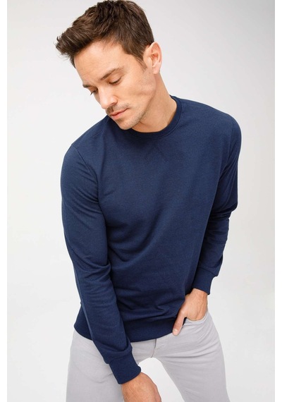 Igs İgs Erkek Lacivert Modernfıt / Ekstra Dar Kalıp Bisiklet Yaka Sweatshirt Lacivert
