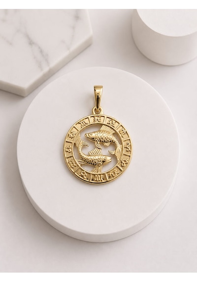 Melekcehobi Balık Burcu Kolye Ucu Xuping 14k Gold Kaplama Astroloji Kolyesi Altın Rengi