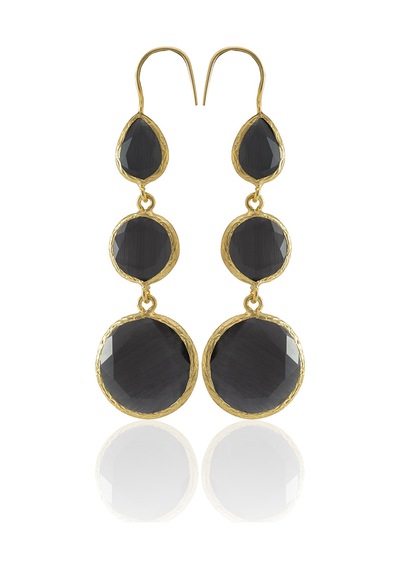 Kadir Jewellery 22 Ayar Altın Kaplama Kadın Sallantılı Küpe -el İşçiliği Ve Hipoalerjenik Küpe Siyah 39427076