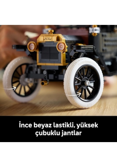 LEGO® Icons Ford Model T 11376 - Yetişkinler için Açılan Tavan İçeren Klasik Dekoratif Otomobil Modeli Yapım Seti (1060 Parça)