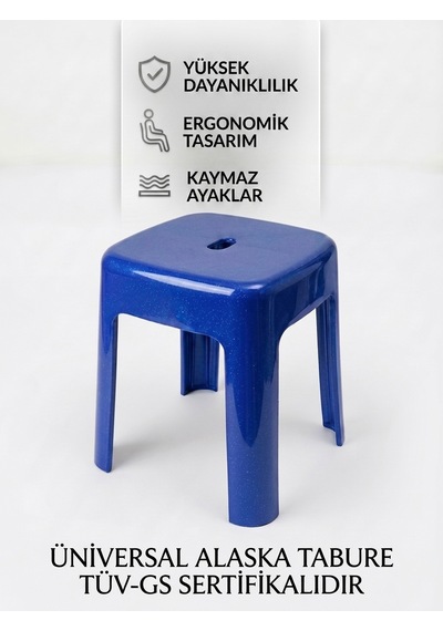 Mavi, Plastik Alaska Model Sağlam Tabure 36x36x46cm