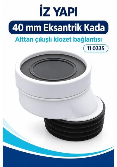 İz Yapı 40 Mm Eksantrik Kada Alttan Çıkışlı Klozet Gider Bağlantı Adaptörü 11 0335 Beyaz