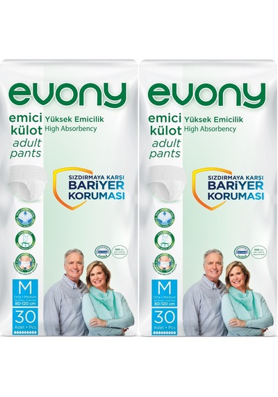 Evony Hasta Bezi Yetişkin Emici Külot M-orta 60 Adet 2pk 30